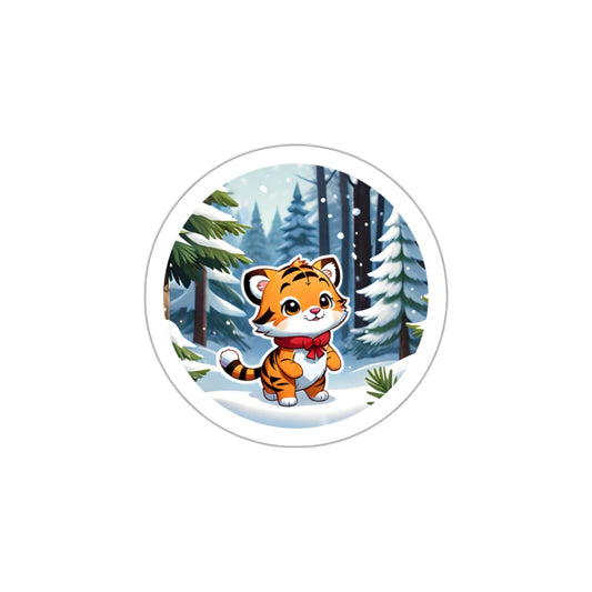 Snowy Tiger Christmas Delight Sticker | Tiger Sticker for phone cases, notebooks, water bottles, scrapbooks