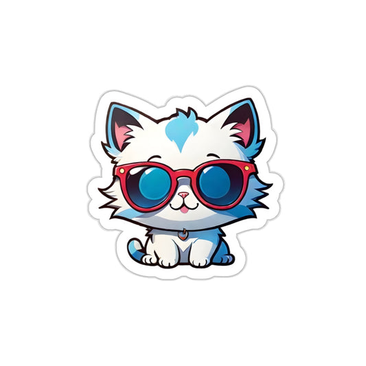 Charming Cat in Glasses Sticker | Meow Stickers for phone cases, notebooks, water bottles, scrapbooks