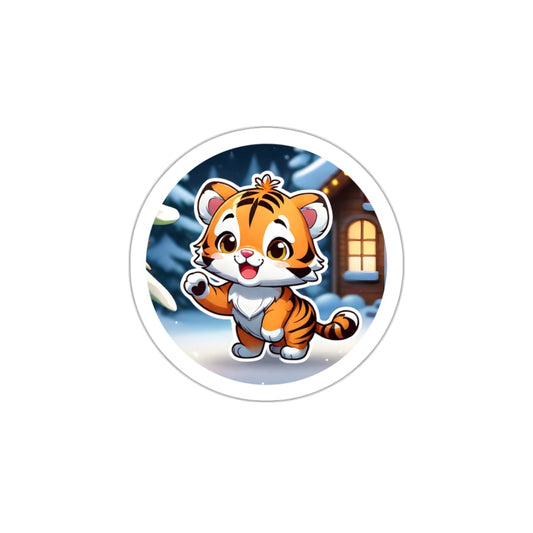 Snowy Stripes Celebration Sticker | Tiger Christmas Sticker for phone cases, notebooks, water bottles, scrapbooks
