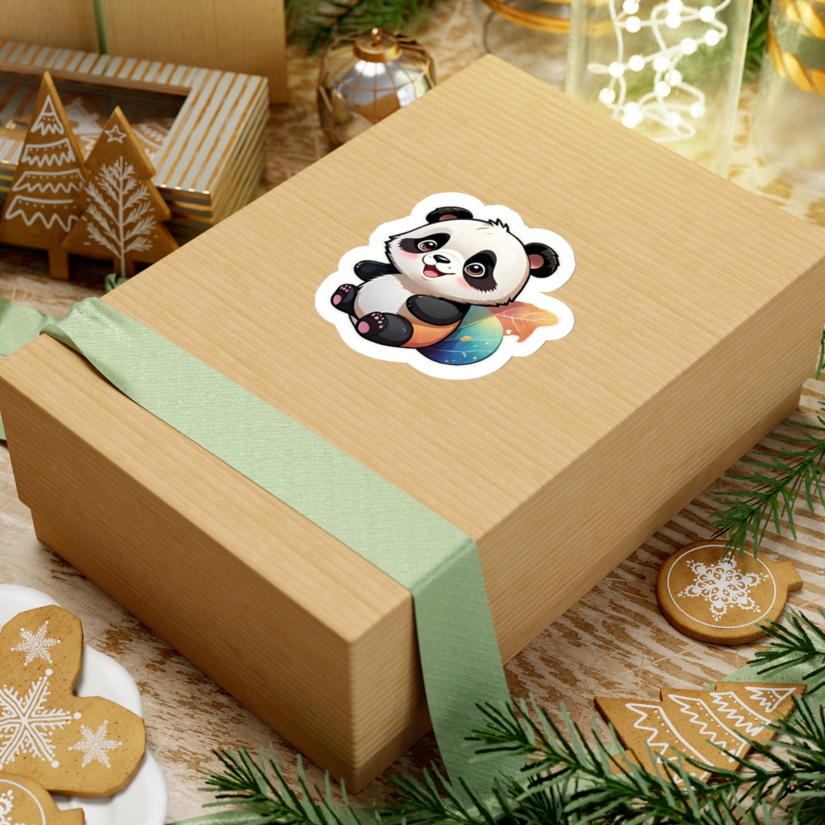 Adorable Bear Hug Sticker | Panda Sticker for Box, Fridge, Mirror