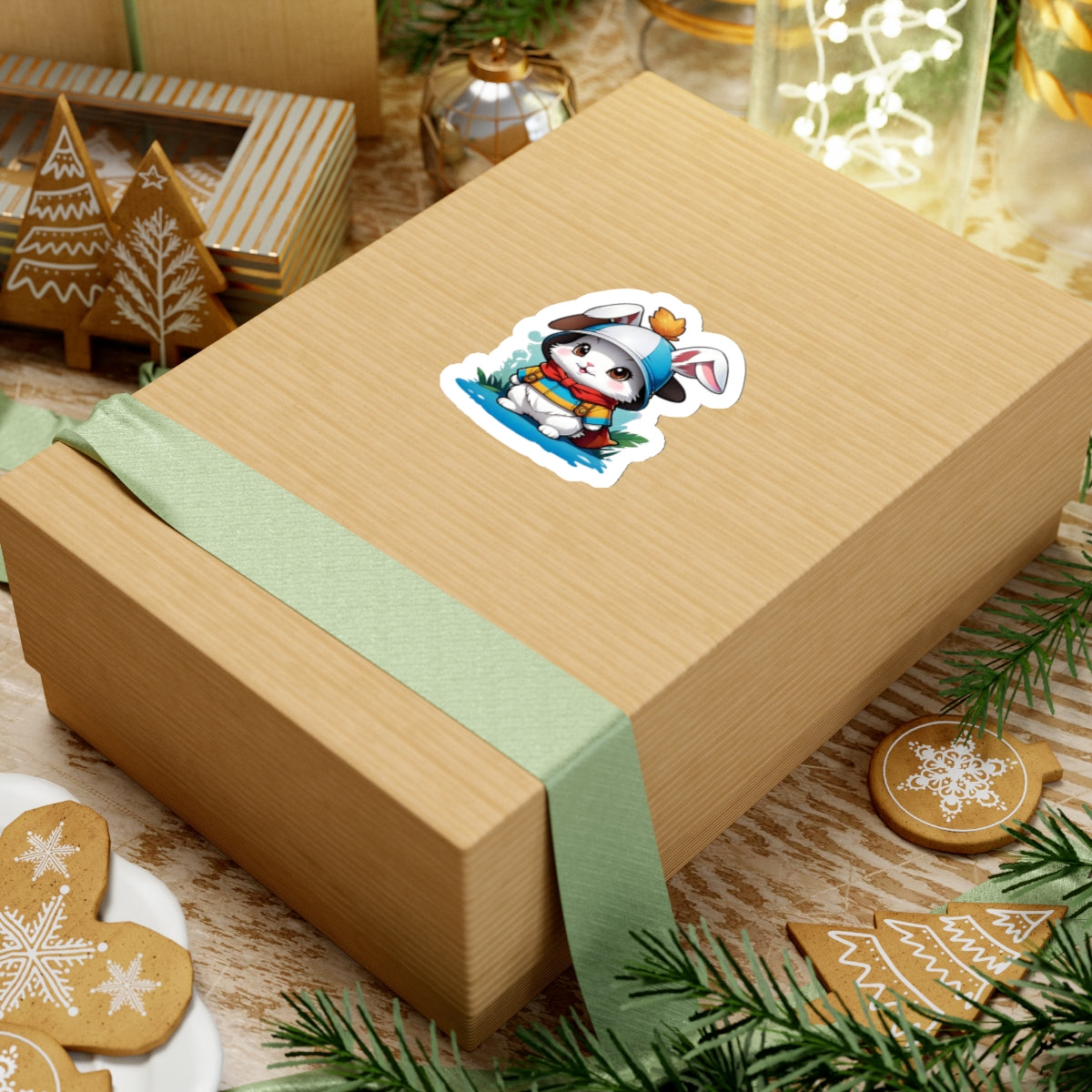 Adorable Bunny Charm Sticker | Bunny Sticker on Cardboard Box for Box, Fridge, Mirror