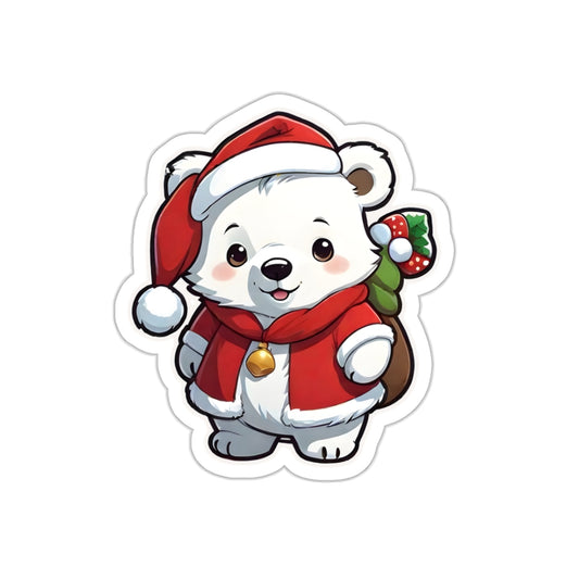 Festive Bear Cheer Sticker | Teddy Sticker for phone cases, notebooks, water bottles, scrapbooks